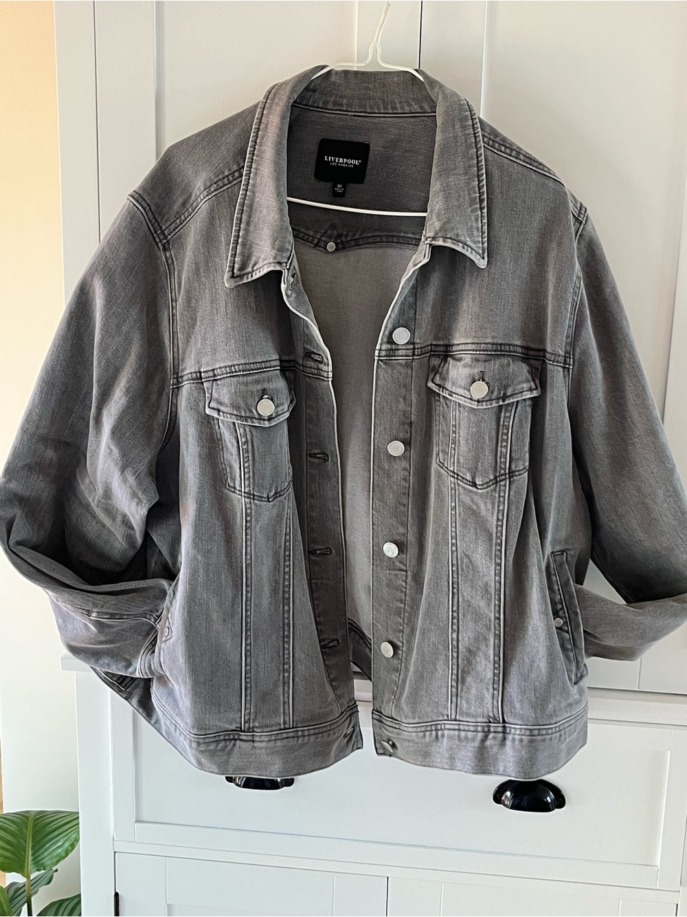 Liverpool Washed Gray Denim Trucker Jacket